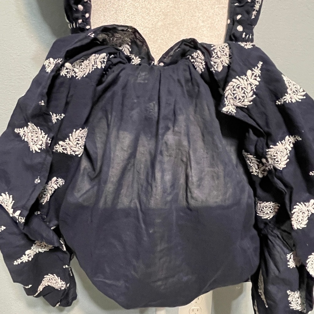 Talisman Kiki Navy Blue Ruffle Tiered Mini Dress Open Back Boho Resort XS - Picture 8 of 11